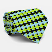 Abstract Lime Green, Black en Pastel Blue Stropdas (Opgerold)