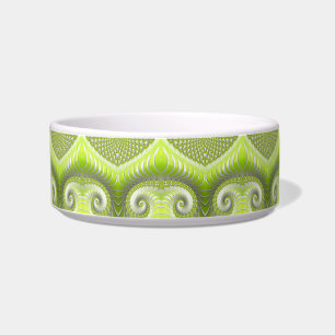 Abstract Lime Green Fractal Patroon Voerbakje