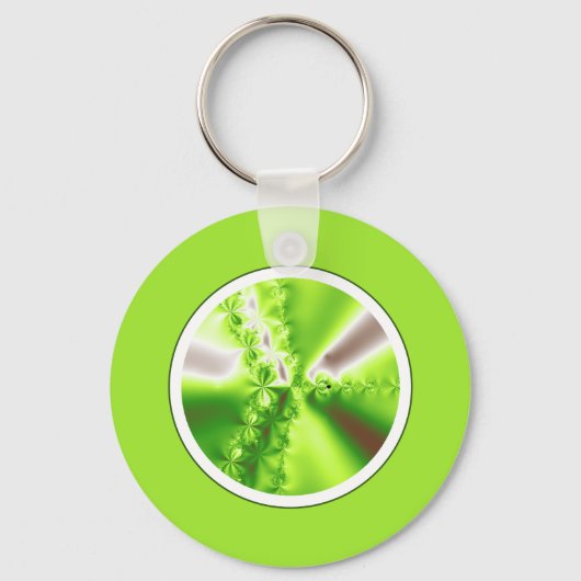 Abstract Lime Green Fractal Sleutelhanger (Voorkant)