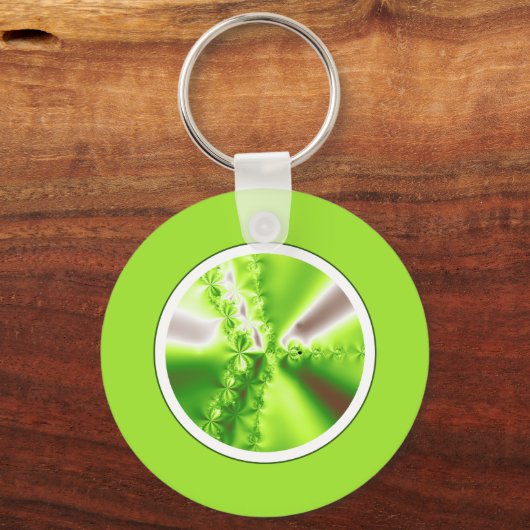 Abstract Lime Green Fractal Sleutelhanger (Voorkant)