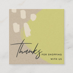 ABSTRACT LIME GREEN KRAFT SCANDI DANK U LOGO VIERKANTE VISITEKAARTJE