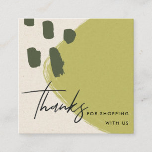 ABSTRACT LIME GREEN KRAFT SCANDI DANK U LOGO VIERKANTE VISITEKAARTJE