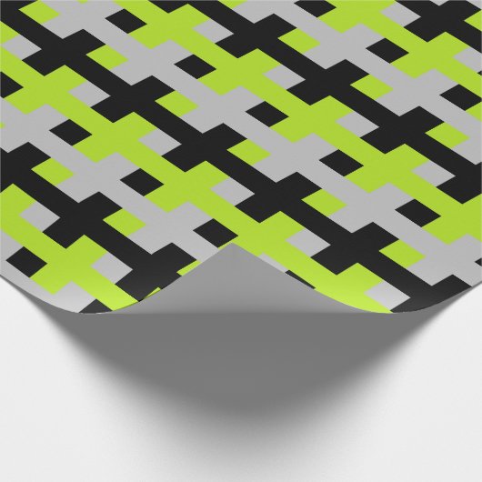 Abstract Lime Green, Silver en Black Cadeaupapier (Hoek)