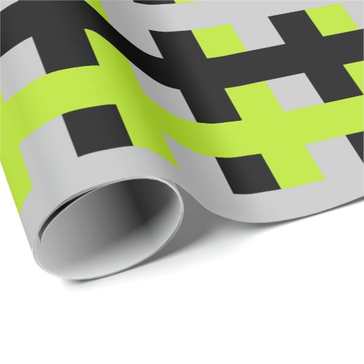 Abstract Lime Green, Silver en Black Cadeaupapier (Rol Hoek)