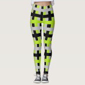 Abstract Lime Green, Silver en Black Leggings (Voorkant)