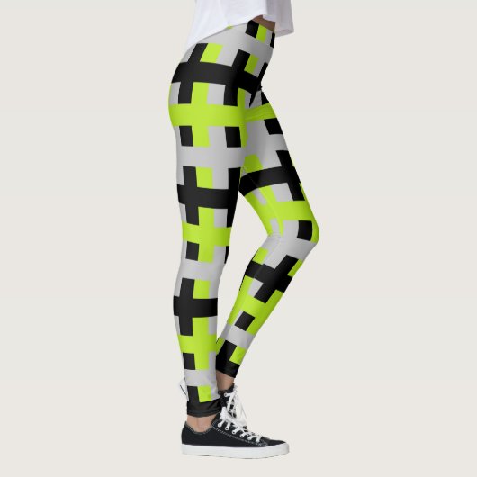 Abstract Lime Green, Silver en Black Leggings (Rechts)