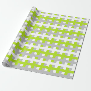 Abstract Lime Green, Silver en White Cadeaupapier