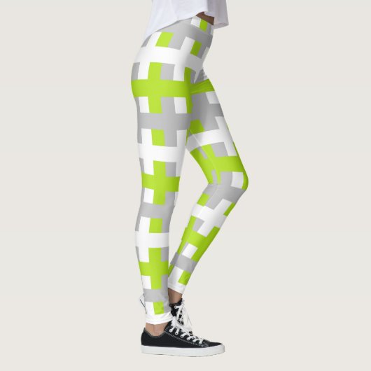 Abstract Lime Green, Silver en White Leggings (Rechts)