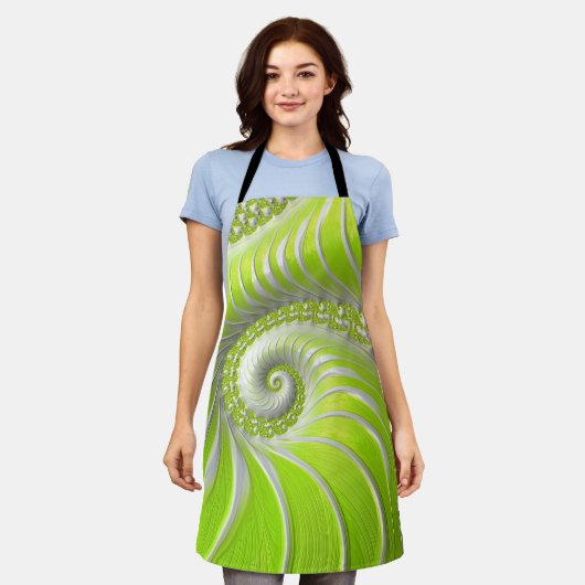 Abstract Lime Green Spiral Fractal Schort (Gedragen)