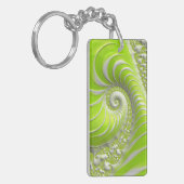 Abstract Lime Green Spiral Fractal Sleutelhanger (Voorkant Links)