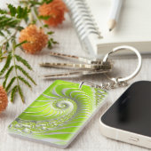 Abstract Lime Green Spiral Fractal Sleutelhanger (Voorkant Rechts)