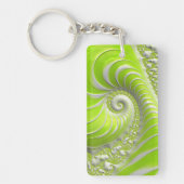 Abstract Lime Green Spiral Fractal Sleutelhanger (Voorkant)