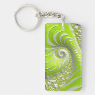 Abstract Lime Green Spiral Fractal Sleutelhanger