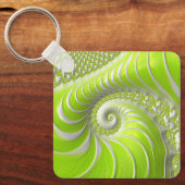 Abstract Lime Green Spiral Fractal Sleutelhanger (Voorkant)