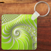Abstract Lime Green Spiral Fractal Sleutelhanger (Achterkant)