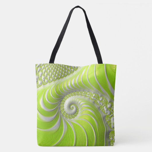 Abstract Lime Green Spiral Fractal Tote Bag (Achterkant)