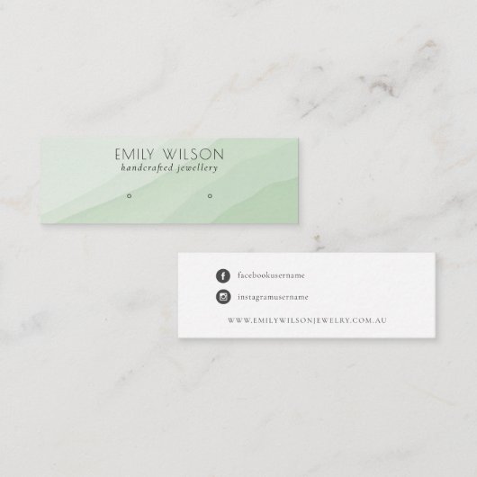 Abstract Lime Green Waves Stud Earning Display Mini Visitekaartje (Voorkant / Achterkant)