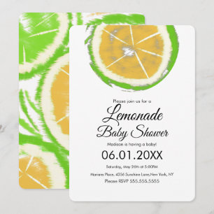 Abstract Limoen Citrus Yellow Lemonade Baby shower Kaart