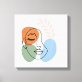 Abstract Line Art Face with Botanical Flair Canvas Afdruk (Voorkant)