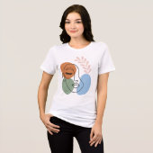 Abstract Line Art Face with Botanical Flair Tri-Blend Shirt (Voorkant volledig)