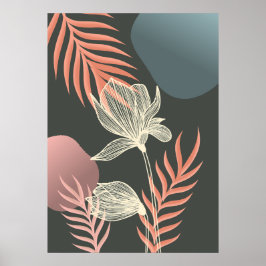Abstract Line Art Flower Design - Elegant Mi Poster