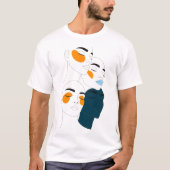 Abstract Line Art Print, Four Overlapping Faces T-shirt (Voorkant)