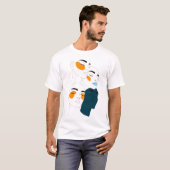 Abstract Line Art Print, Four Overlapping Faces T-shirt (Voorkant volledig)