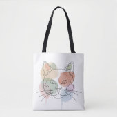 Abstract Line Art Watercolor Cat Lover Gift  Tote Bag (Voorkant)