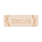 Abstract Lineair Aards Terracotta Taupe Trouwfeest Etiket (Voorkant)