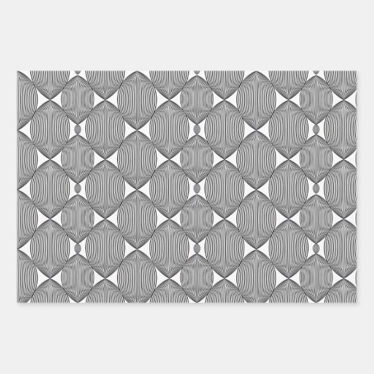 Abstract lineair herhaald patroon in zwart-wit inpakpapier vel (Voorkant 2)