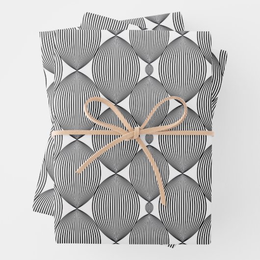 Abstract lineair herhaald patroon in zwart-wit inpakpapier vel (In situ)