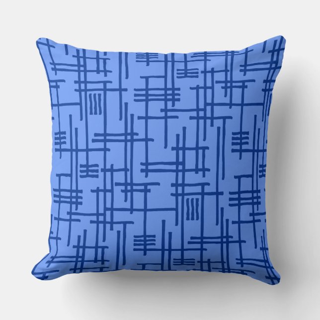 Abstract Lines 120923 - Navy Blue op Baby Blue Kussen (Voorkant)