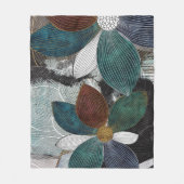 Abstract Linework Bloemenkunst met gedurfde bloemb Fleece Deken (Voorkant)