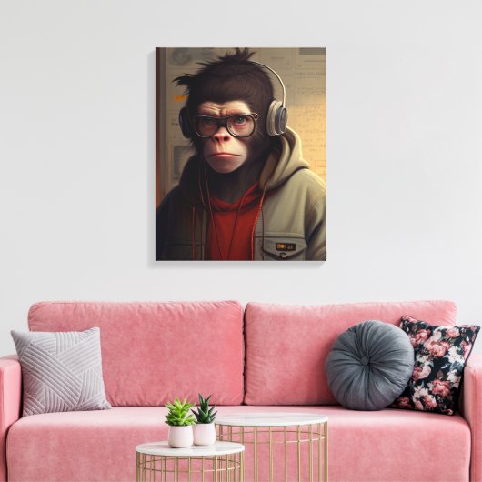 Abstract linnengoed monkey canvas afdruk (Insitu (Woonkamer))