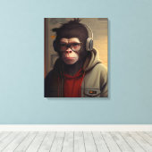 Abstract linnengoed monkey canvas afdruk (Insitu (Houten vloer))