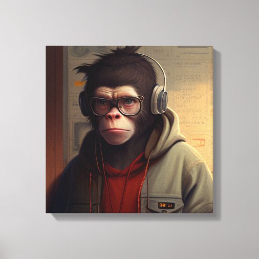 Abstract linnengoed monkey canvas afdruk (Voorkant)