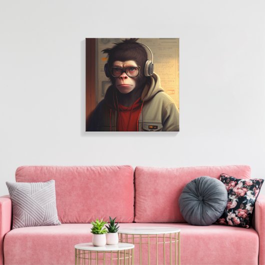 Abstract linnengoed monkey canvas afdruk (Insitu (Woonkamer))
