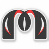 Abstract lint M monogram Rode Accenten Sticker (Voorkant)