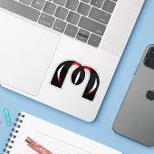 Abstract lint M monogram Rode Accenten Sticker (Laptop met iPhone)