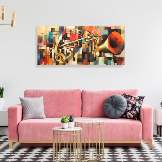 Abstract lint met trompet canvas afdruk (Insitu (Woonkamer))