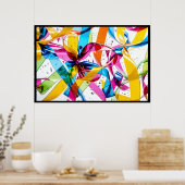 Abstract lint partij golven volumetrisch vet Poste Poster (Keuken)