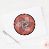 Abstract lint Roos in koraal en zwart Ronde Sticker (Envelop)