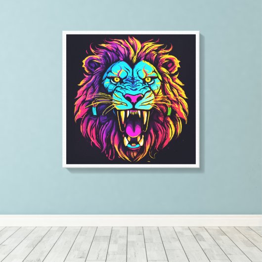 Abstract Lion Canvas – moderne kunst van het wild (Insitu (Houten vloer))