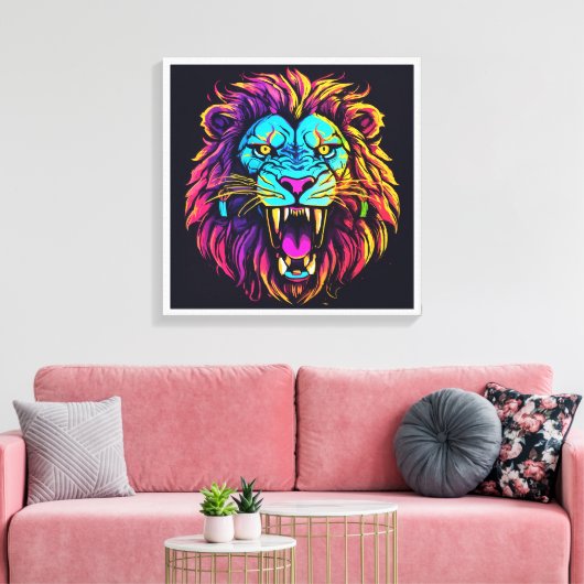 Abstract Lion Canvas – moderne kunst van het wild (Insitu (Woonkamer))