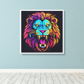 Abstract Lion Canvas – moderne kunst van het wild Afdruk (Insitu (Houten vloer))