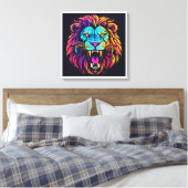 Abstract Lion Canvas – moderne kunst van het wild Afdruk (Insitu (Slaapkamer))