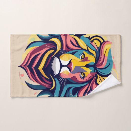 Abstract Lion Head Art Bad Handdoek (Handdoek)