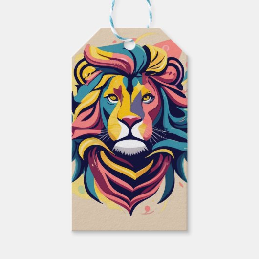 Abstract Lion Head Art Cadeaulabel (Voorkant)