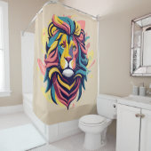 Abstract Lion Head Art Douchegordijn (In situ)