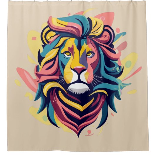 Abstract Lion Head Art Douchegordijn (Voorkant)